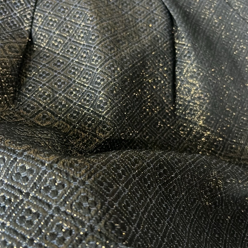 Ann Taylor LOFT Black Metallic Gold Jacquard A-Line Skirt Pockets - Picture 6 of 6